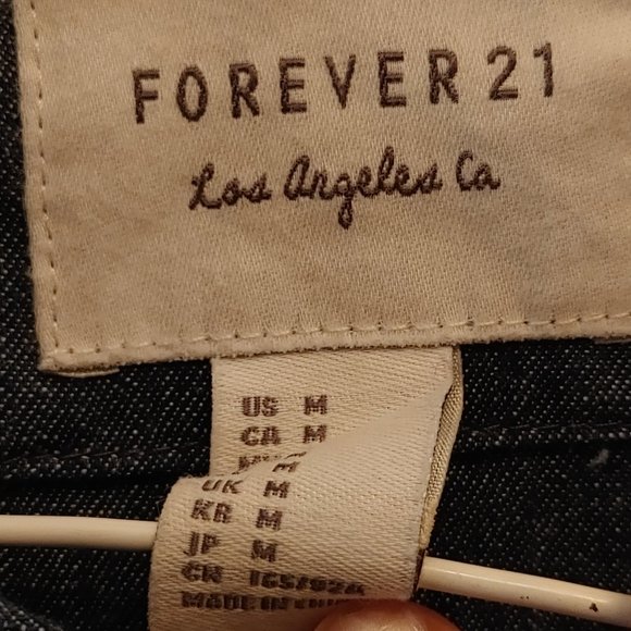 Forever 21 Denim Blue Jean Shirt Dress Women's Sz Small Tunic Length Belted - Picture 6 of 6